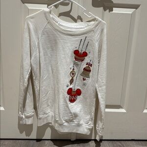 Disney White and Red Cowl Neck Sweater